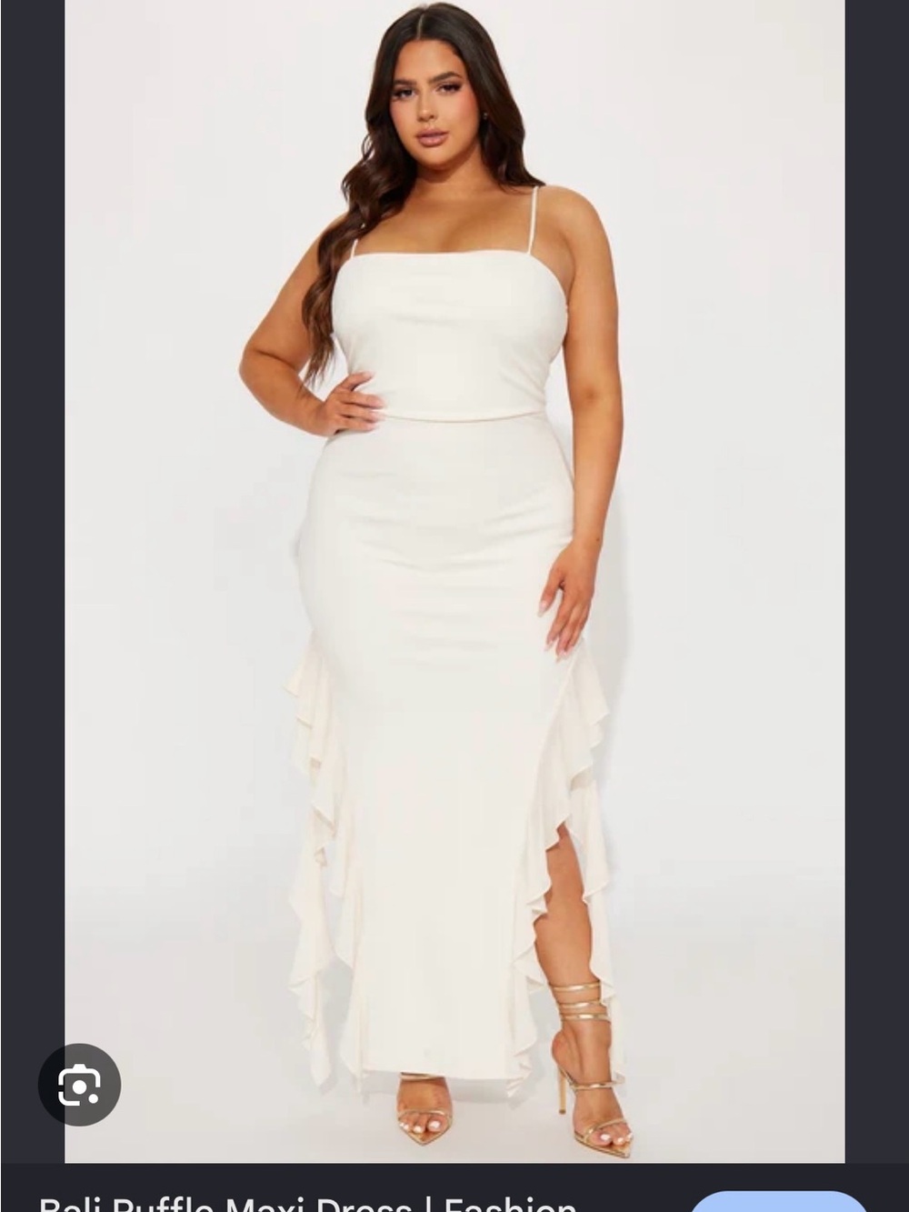Plus Size Fashion Nova Ruffle Side Maxi Dress in Cream